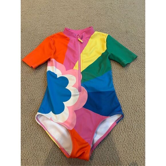 MINI BODEN Kids' Short-sleeved Swimsuit Multi Daisy Cloud Girls Boden 7/8y - Picture 1 of 3